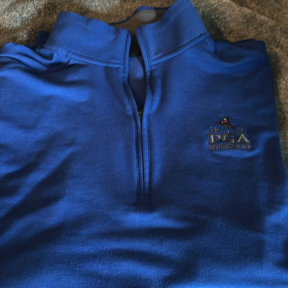 Men’s under armour bethpage black 2019 blue 1/4 zip pullover. Size large